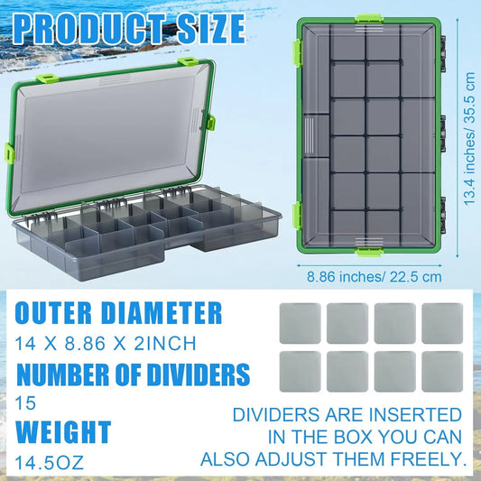 Waterproof Fishing Tackle Box with Removable Dividers, 3600 & 3700 Trays, Camouflage Storage for Freshwater Saltwater