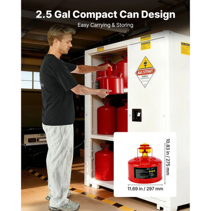 SucceBuy Safety Gas Can 2.5/5 Gallon Type I Safety Can with Stainless Steel Self-Closing Lid and PE Funnel with Ergonomic Handle