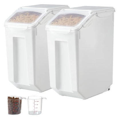 4.5Gallon 20L Large Rice Storage Container with Wheels for Kitchen Ingredient Grain Cereal Flour Pet Food Dispenser Bin Airtigh