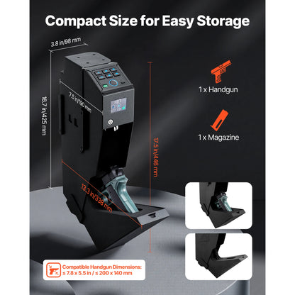 SucceBuy Gun Safe Slider Handgun Safe Fingerprint/Password/Key 3-Way Quick Access Case Box with LED for Nightstand Bedside Desk