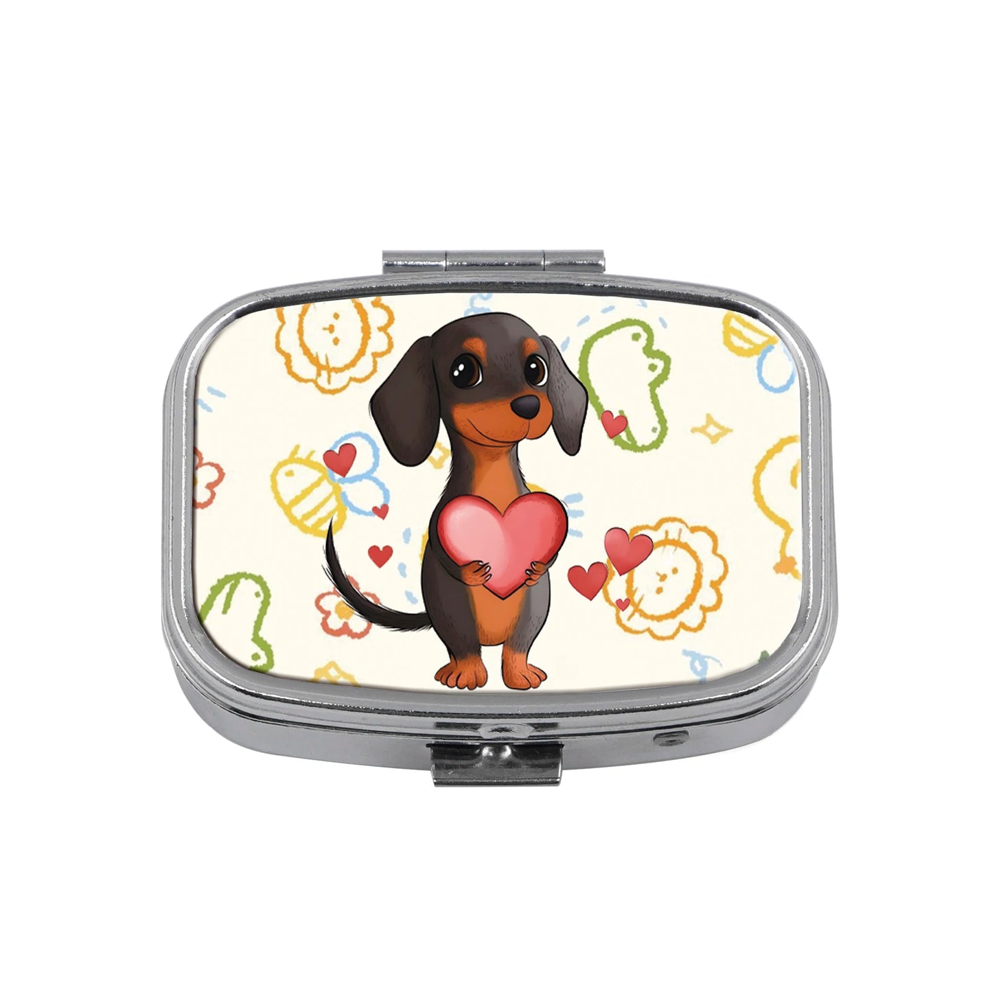 Cute Cats Pill Box Divided Metal Square Animals Tiger Birds Pill Box Travel Portable Medicine Case