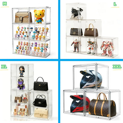 Acrylic Display Box, Clear Stackable Storage Case Bins Organizer for Blind Box Toy Collectible Cosmetic Makeup Figure
