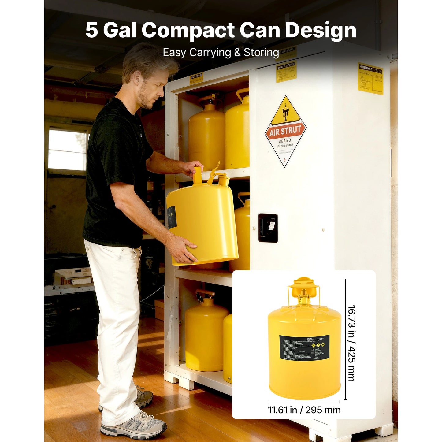 SucceBuy Safety Can 5 Gal Type I Yellow Safety Can for Diesel with Self-Closing Lid and PE Funnel Storage