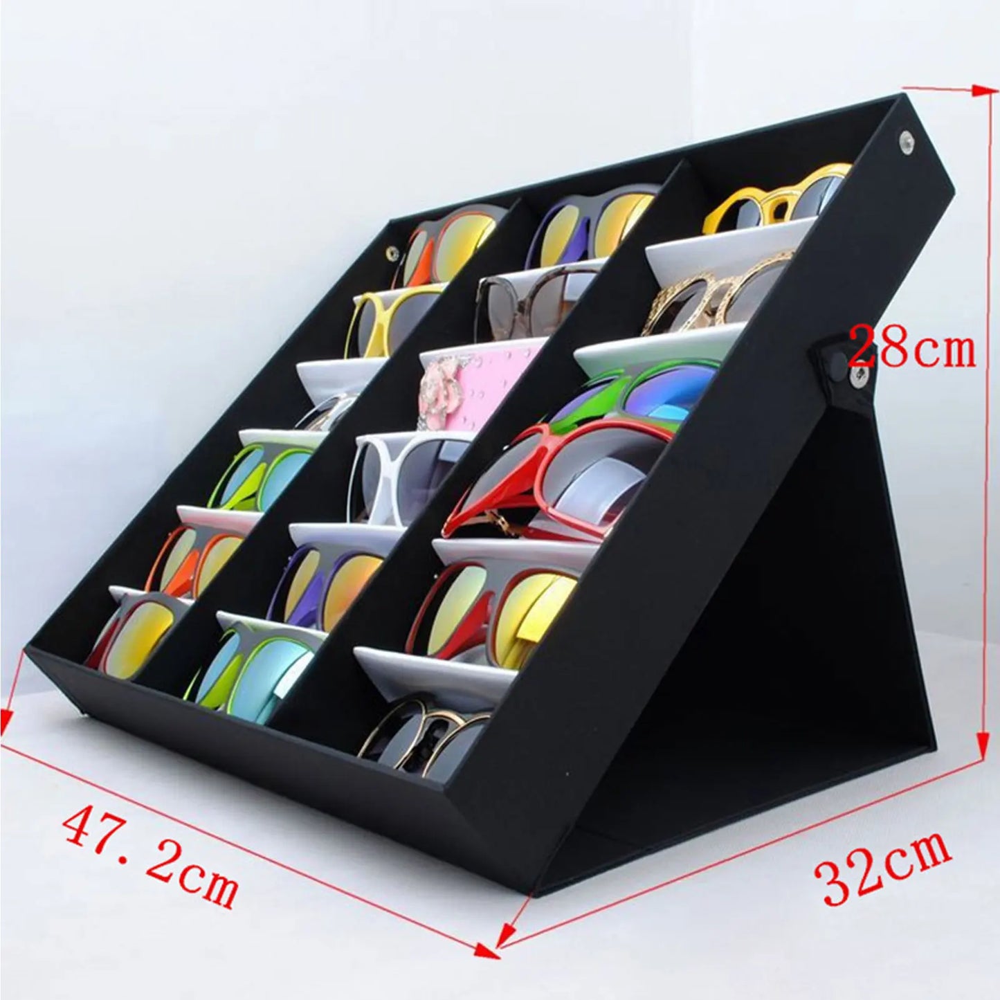 18 slots Glasses display stand Eyeglass Holder Storage Case Organizer Sunglasses Box Tray Tilt Standing Grid Spectacles boxes