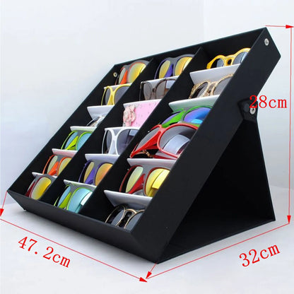 18 slots Glasses display stand Eyeglass Holder Storage Case Organizer Sunglasses Box Tray Tilt Standing Grid Spectacles boxes