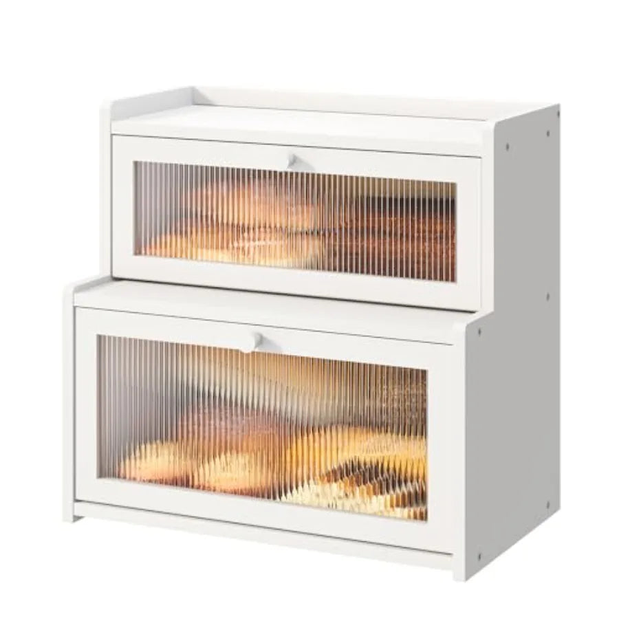 Bread Box for Kitchen Countertop Double Layer Large