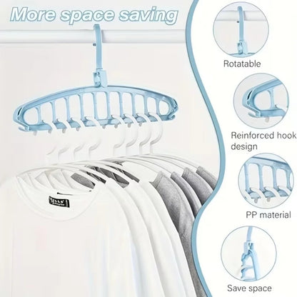 Ultimate Closet Organizer: 2pcs Foldable Hanger Set with 11 Holes, Maximize Space for Pants, Jeans, Ties, Scarves, Belts - Heavy Duty Wardrobe & Cabinet Storage Solution, Holds 44 Items