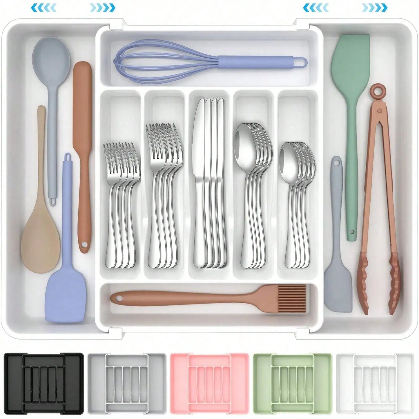 Kitchen tableware storage expert Extra Large Expandable Silverware Organizer