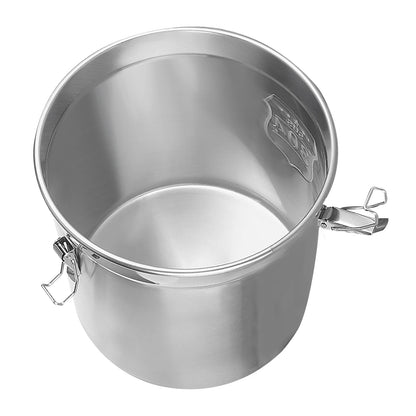 6L Stainless Steel Grain Container Kitchen Rice Grain Oil Storage Barrel w/ Handles+Lid Locking Clamp Airtight Canister, 20*20cm