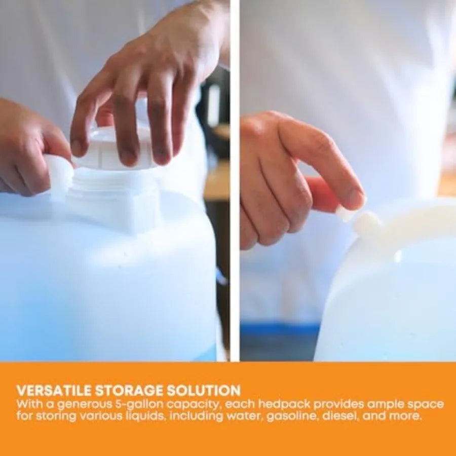 5 Gallon Hedpak with Cap Pack of 2 BPA-free Food-Grade White Water Container Leak-Proof Ideal for Brewing Fermentation or Stora