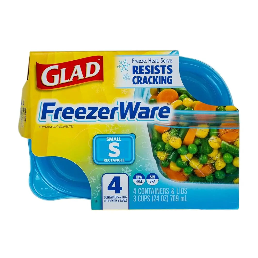 Ware FreezerWare Food Storage Containers with Lids, Small Rectangle BPA Free Plastic for Freezing Soups and Meal Prep, Crack
