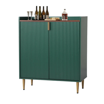 Green Coffee Bar Cabinet, 37" Buffet Cabinet with Fluted Texture Liquor Cabinet with Wine Racks for Home Living, Customized