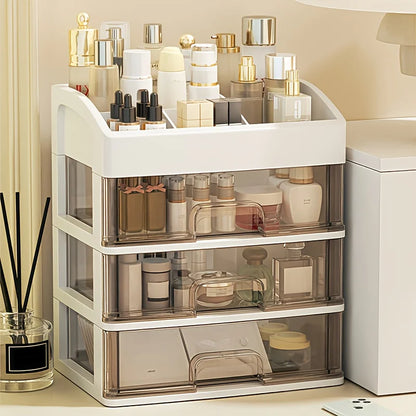 Multi-Layer Cosmetic Organizer Box with Drawers – Large Desktop Storage for Makeup, Jewelry & Skincare, No Assembly