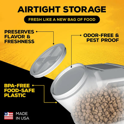 Stackable Dog Food Storage Container with Sealing Lid, Holds Up to 40 lbs Dry Pet Food, USA-Made - [20.5"L x 12"W x 16.75"H]