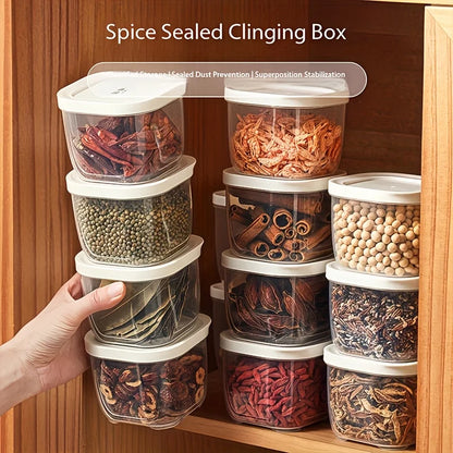 Reusable Small Freezer Storage Containers Stackable Airtight Spice Jars Food Sealing Boxes Kitchen Fridge Organizer and Pantry