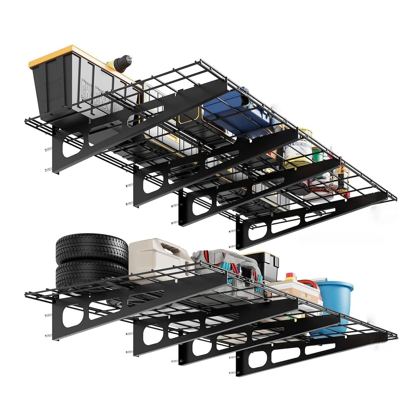 2 Pack 2x6Ft Garage Shelving Wall Mounted,  24"x72" Wall Shelf Garage Storage Rack Floating Shelves for Warehouse, Laundry