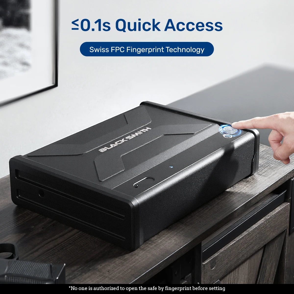 Blacksmith Biometric Pistol Safe Gun Locker Box w/ APP Control and Fingerprint 5-Quick Access Handgun Safe for 2 Pistols