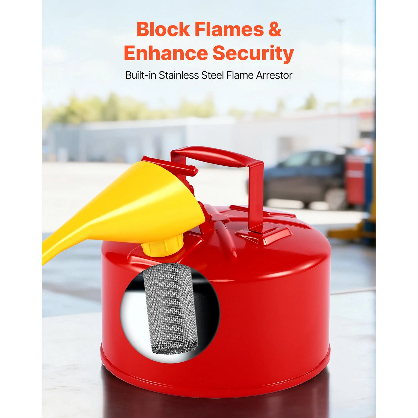 SucceBuy Safety Gas Can 2.5/5 Gallon Type I Safety Can with Stainless Steel Self-Closing Lid and PE Funnel with Ergonomic Handle