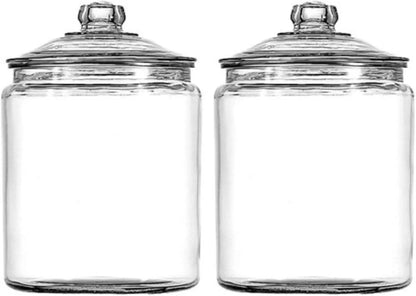 Set of 2 Large Glass Jars with Lids, 1 Gallon Capacity for Kitchen Storage
