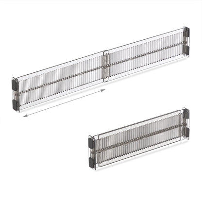 Drawer Divider Adjustable Length from 28 to 53.5 cm, Kitchen Storage, Organiser, Plastic, Clear,