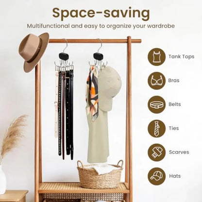 3 Pack Tank Top Hanger for Closet Organization, Metal Plastic, Black, 360 Rotating Foldable, Space-Saving Bra and Belt Organize