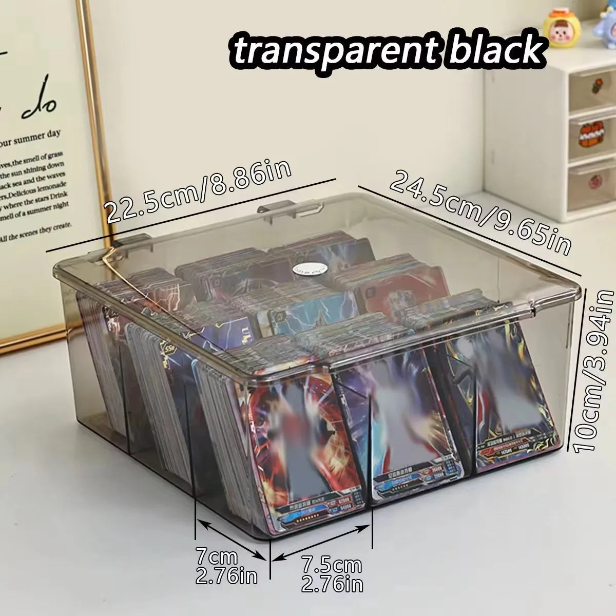 1pc nine grid transparent/semi transparent black card storage box multifunctional greeting card trading toy card display box