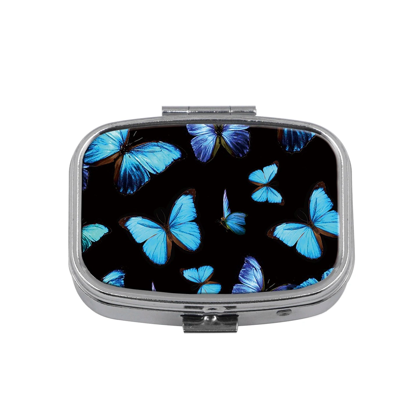 Cute Cats Pill Box Divided Metal Square Animals Tiger Birds Pill Box Travel Portable Medicine Case