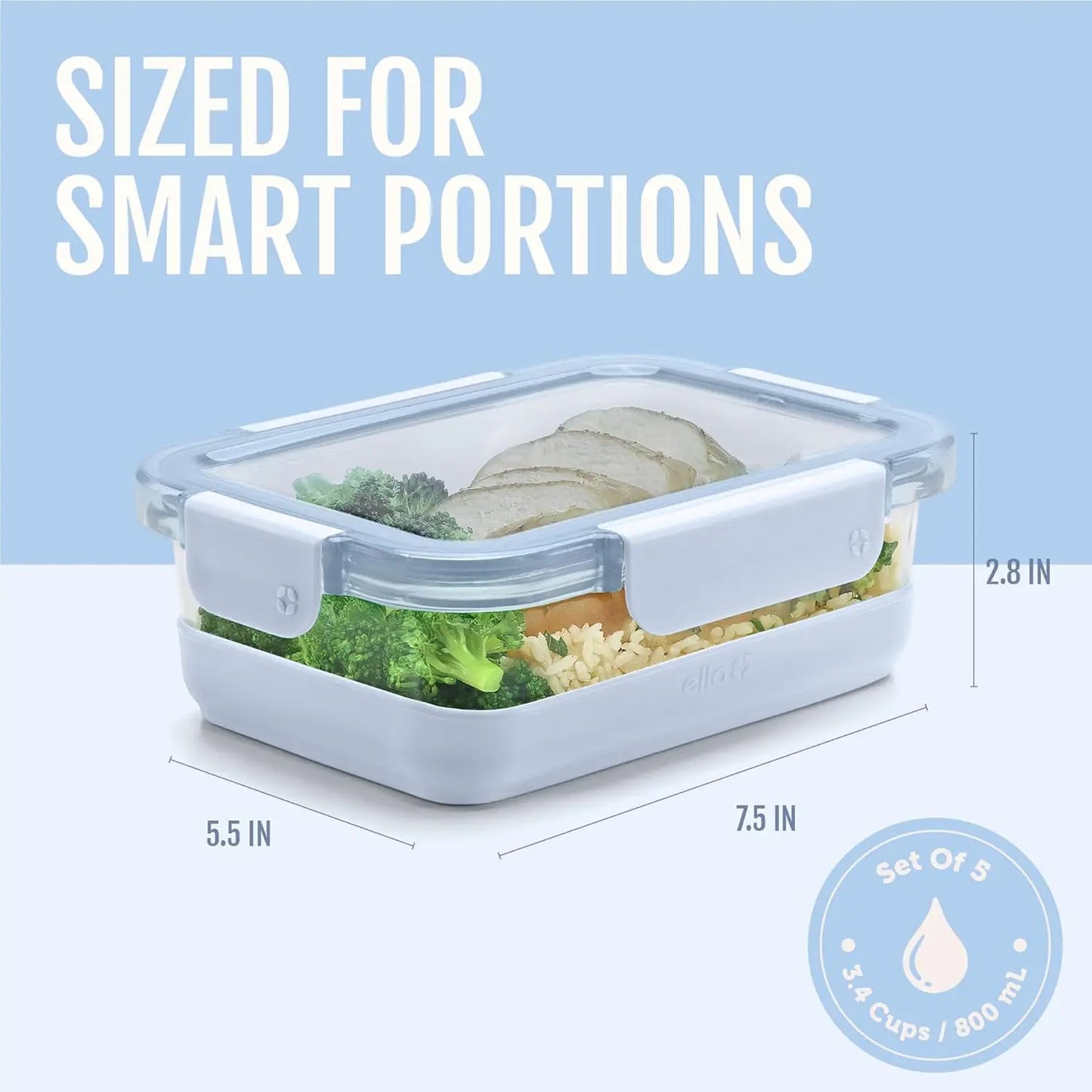 10-Piece Glass Meal Prep Containers with Silicone Boot & Airtight Lids, Dishwasher/Microwave/Freezer Safe, Halogen Blue