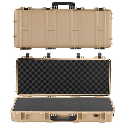 SucceBuy Hard Rifle Case Lockable Rifle Case with Pre-cut Foams Wheels IP67 Waterproof Pistol Storage Cases for Rifles Shotguns