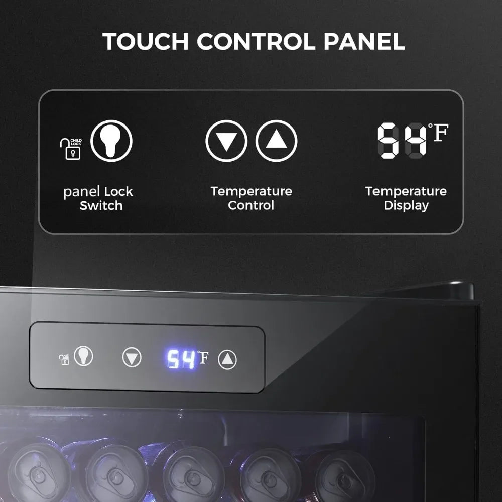 4.5 Cu.ft Beverage Refrigerator and Cooler, 145 Can Mini Fridge Glass Door,Digital Temperature Display for Soda, Beer or Wine,