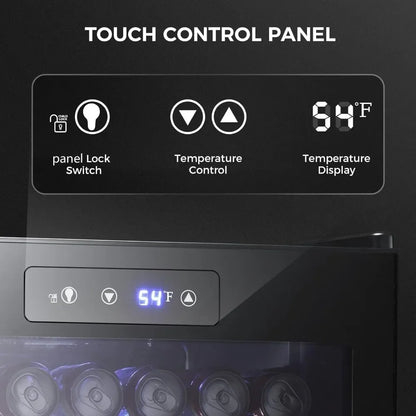 4.5 Cu.ft Beverage Refrigerator and Cooler, 145 Can Mini Fridge Glass Door,Digital Temperature Display for Soda, Beer or Wine,
