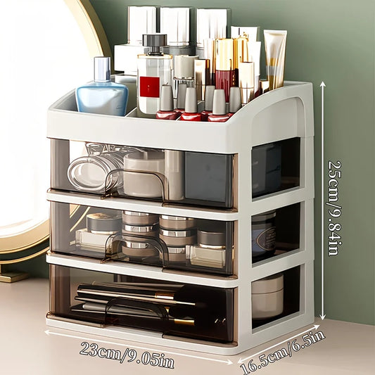 Multi-Layer Cosmetic Organizer Box with Drawers – Large Desktop Storage for Makeup, Jewelry & Skincare, No Assembly