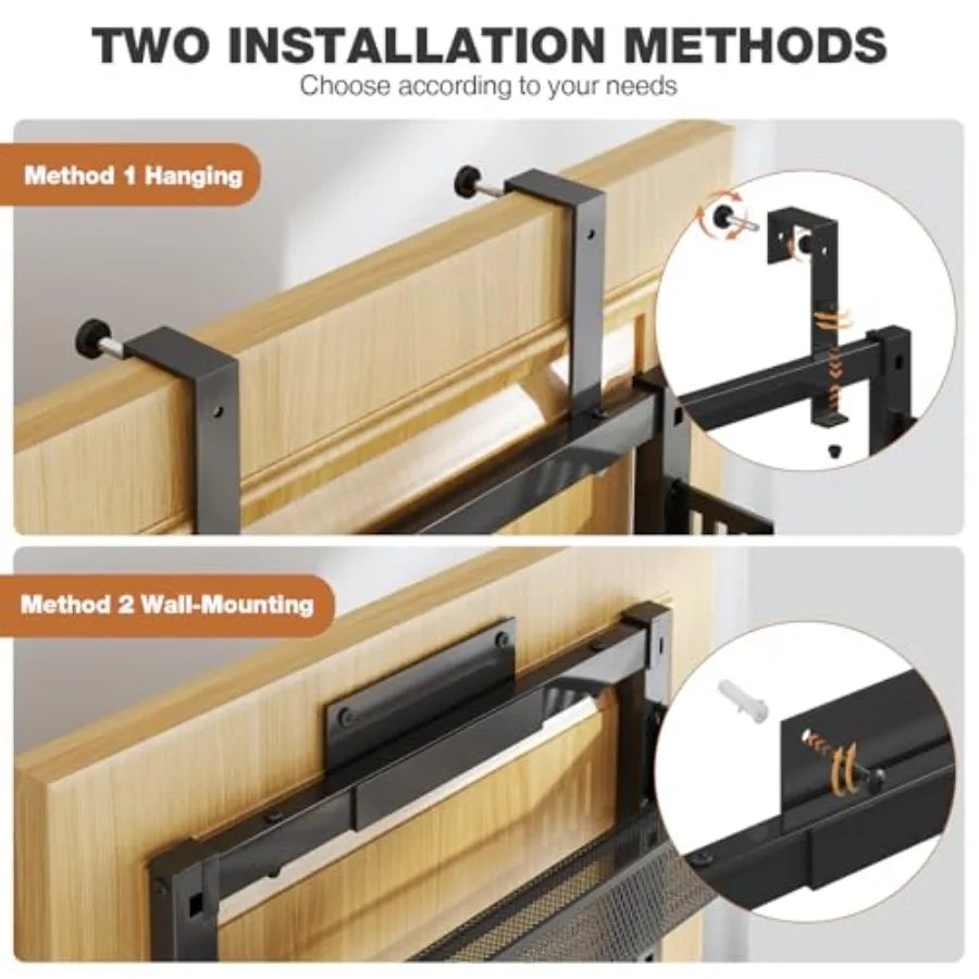 8-Tier Large Metal Heavy-Duty Over the Door Spice Rack 2-in-1 Wall-Mounted or Hanging Storage Organizer for Kitchen Bathroom La