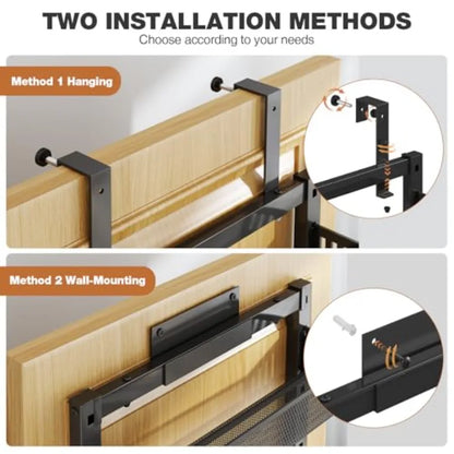 8-Tier Large Metal Heavy-Duty Over the Door Spice Rack 2-in-1 Wall-Mounted or Hanging Storage Organizer for Kitchen Bathroom La