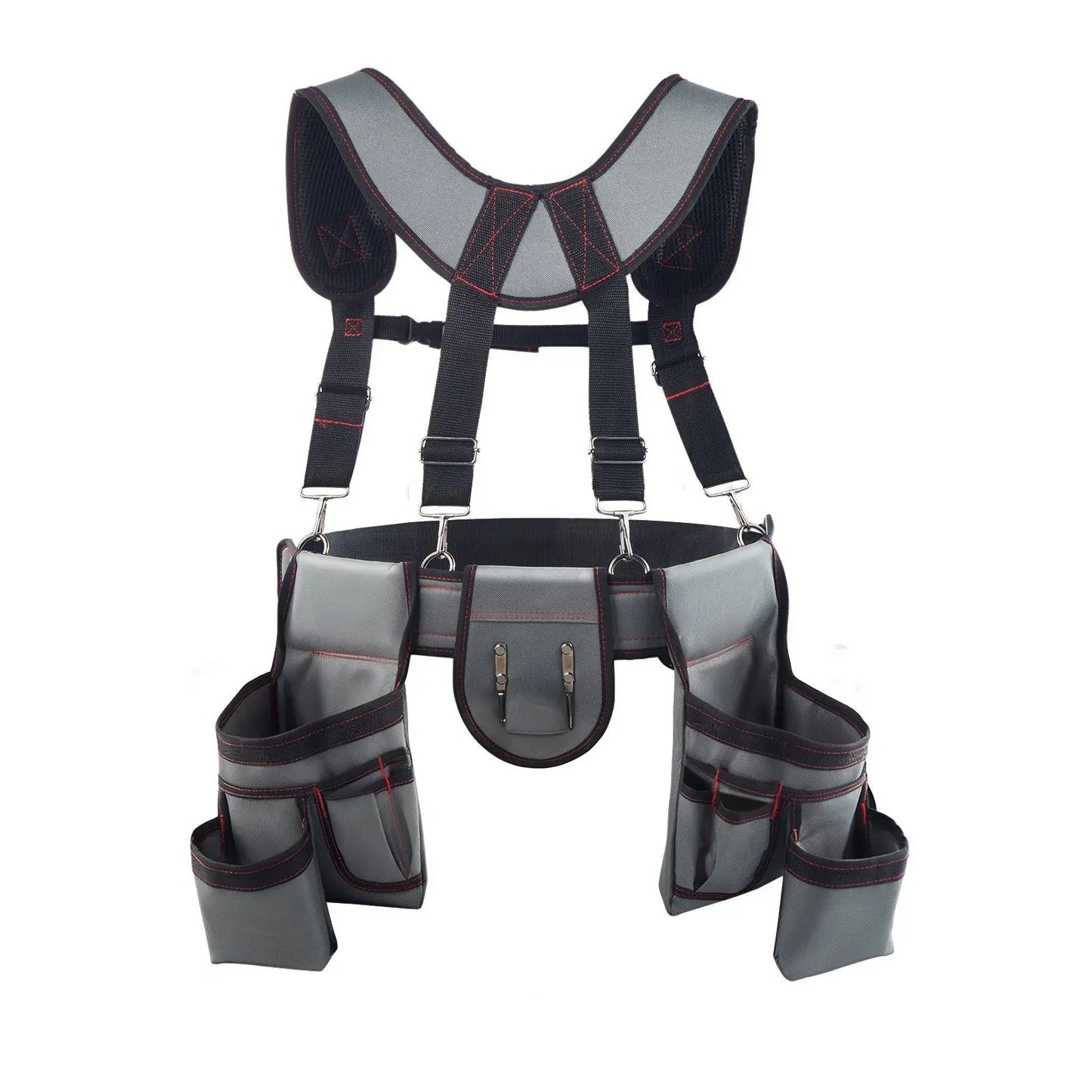 Tool Belt, 22 Pockets Tool Pouch with Suspenders for Men, Heavy Duty Adjustable Utility Belt Bag Suspenders for Electrician,