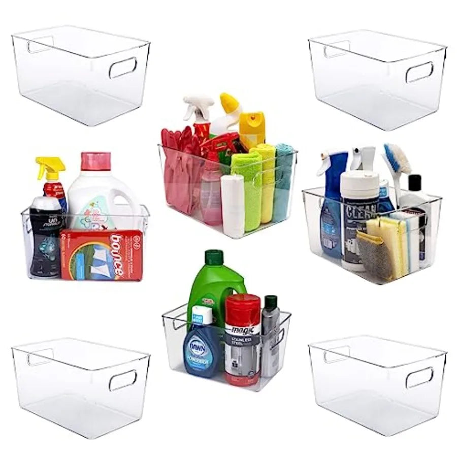 Clear Plastic Storage Bins for Kitchen Pantry Fridge Freezer Bathroom Medicine Cabinet Organizer Containers Transparent Color D