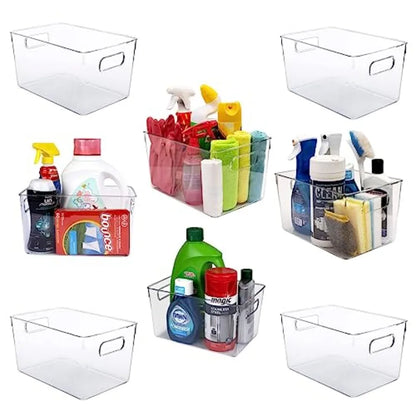 Clear Plastic Storage Bins for Kitchen Pantry Fridge Freezer Bathroom Medicine Cabinet Organizer Containers Transparent Color D