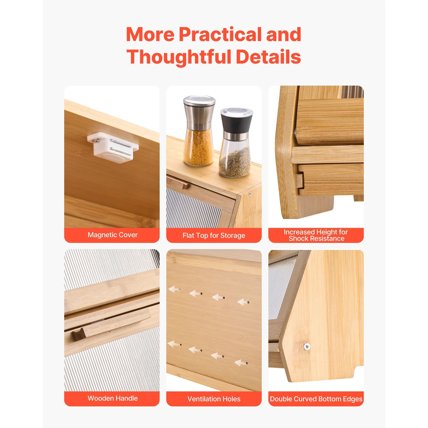 Large Capacity Bamboo Bread Storage Container