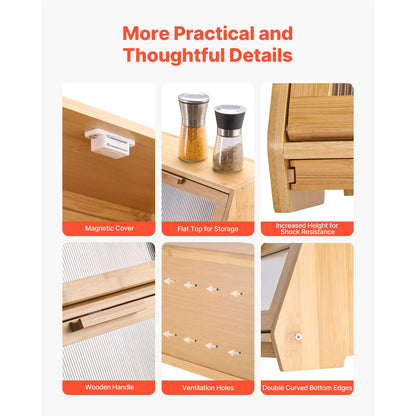 Large Capacity Bamboo Bread Storage Container