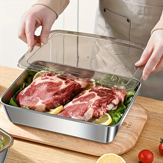 (Buy 2 Get 1 Free) Stackable Stainless Steel Food Containers, 3 Easy-Clean Reusable Pcs with Free Lids for Kitchen & Outdoor Use