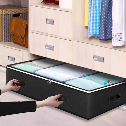 Foldable Under Bed Storage Containers with Clear Window Underbed Toy Organizers and Clothing Storage Bags Closet Storage Bins