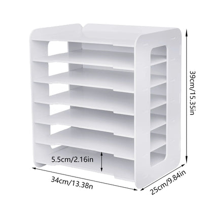 7 Tier Desktop Organizer Paper File Holder Document Storage Rack Office Home NEW