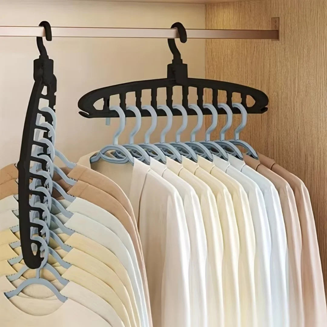 Ultimate Closet Organizer: 2pcs Foldable Hanger Set with 11 Holes, Maximize Space for Pants, Jeans, Ties, Scarves, Belts - Heavy Duty Wardrobe & Cabinet Storage Solution, Holds 44 Items