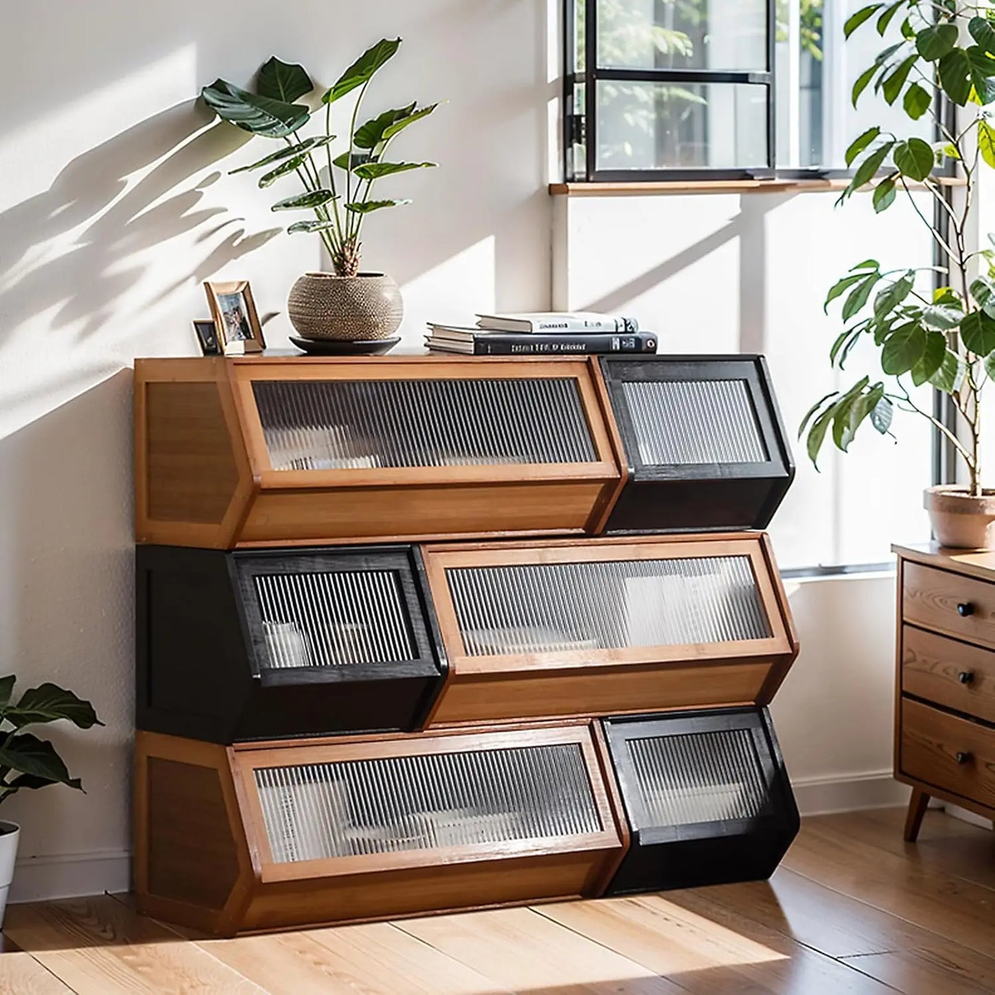 Vintage Bamboo Dresser: Rustic Multi-drawer Organizer for Bedroom/living Room/hallway