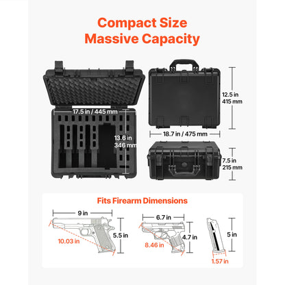 SucceBuy Hard Pistol Case Hard Gun Case with XPE Foam Lining Waterproof Pistol Box with Customizable Interior for Gun Lenses