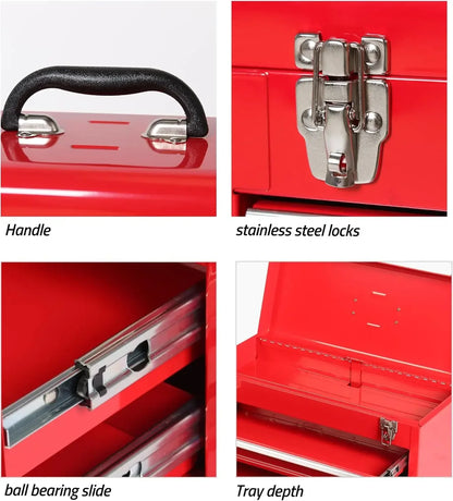 Portable Steel Tool Chest with Drawers,20.6" 4-Drawer Box Storage Organizer Cabinet Metal Toolbox with Ball Bearing Slides