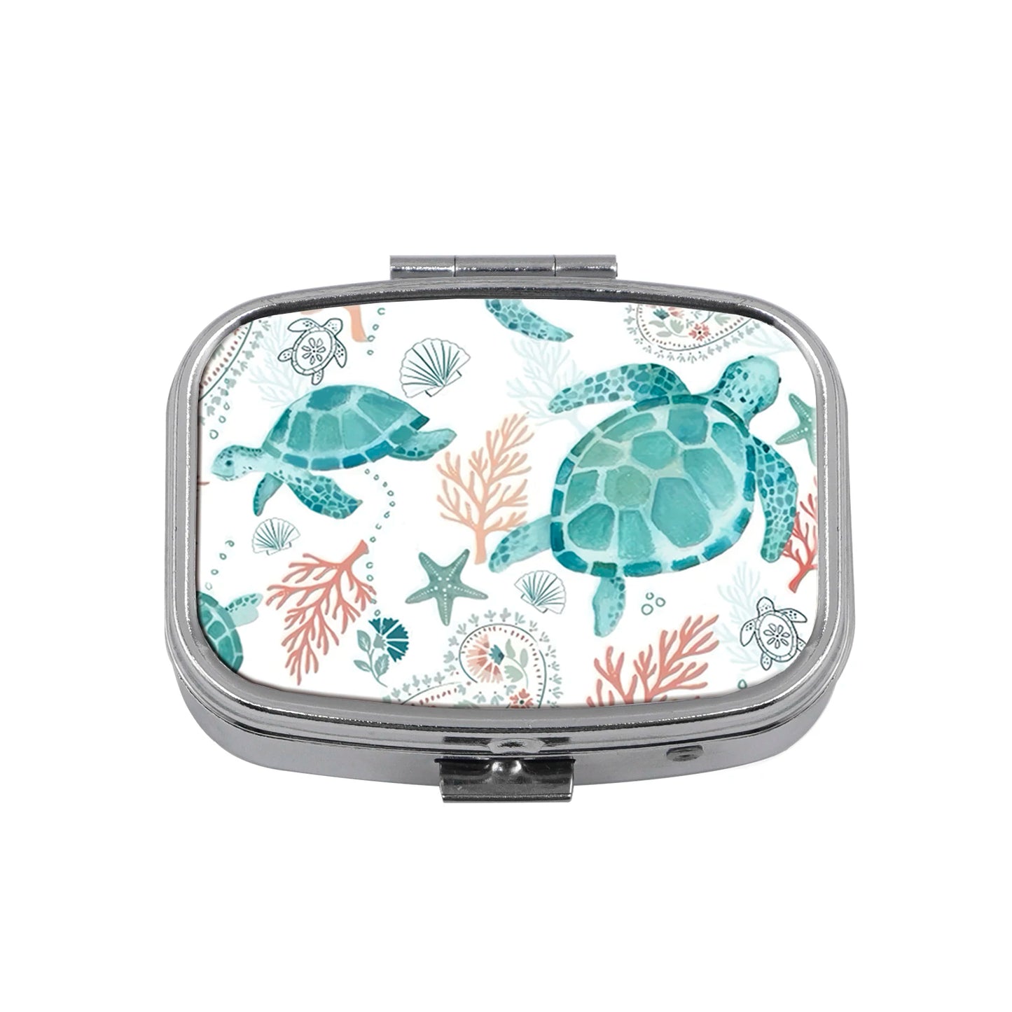 Cute Cats Pill Box Divided Metal Square Animals Tiger Birds Pill Box Travel Portable Medicine Case