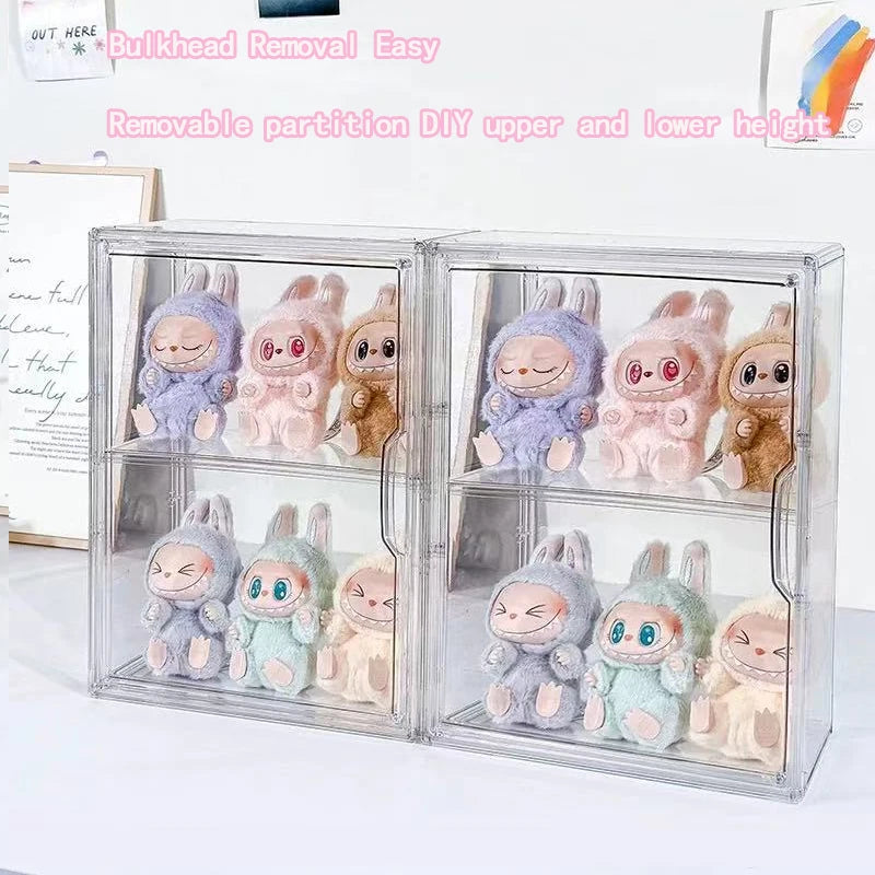 📦 US Warehouse Quick Ship Labubu Display Box, Transparent Acrylic Storage Case Dustproof for Doll Figures Blind Box Organizer