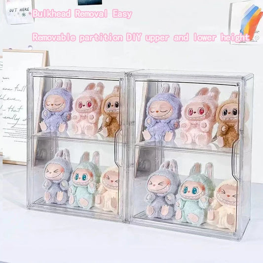 📦 US Warehouse Quick Ship Labubu Display Box, Transparent Acrylic Storage Case Dustproof for Doll Figures Blind Box Organizer