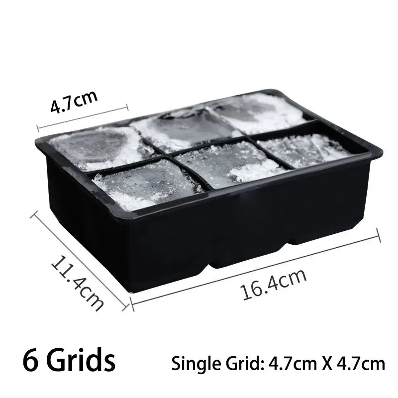 4/6/8/15 Grid Big Ice Tray Mold Box Large Food Grade Silicone Ice Cube Square Tray Mold Diy Bar Pub Wine Ice Blocks Maker Model